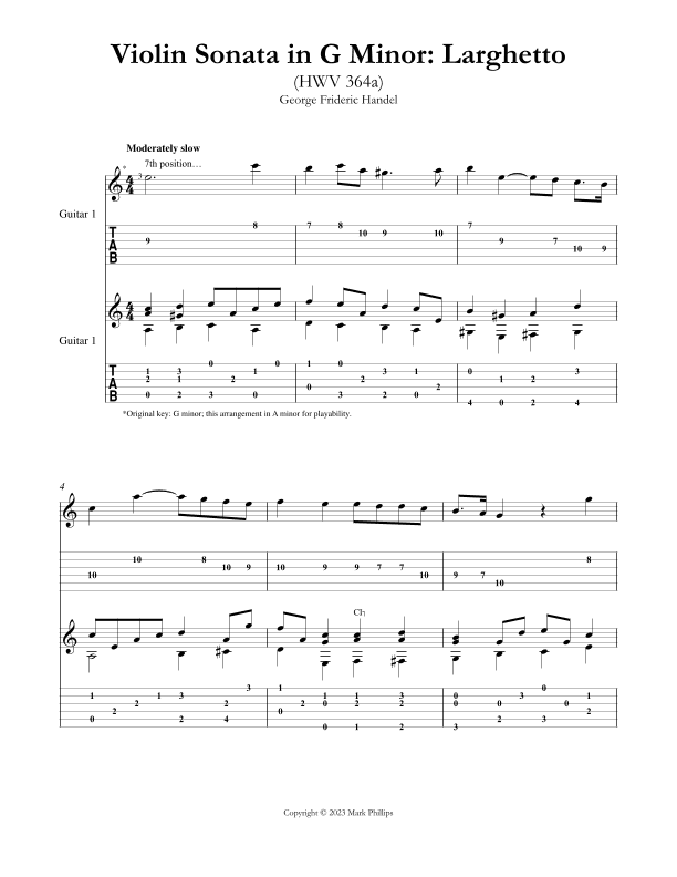 Violin Sonata in G Minor: Larghetto (HWV 364a) (arr. Mark Phillips)