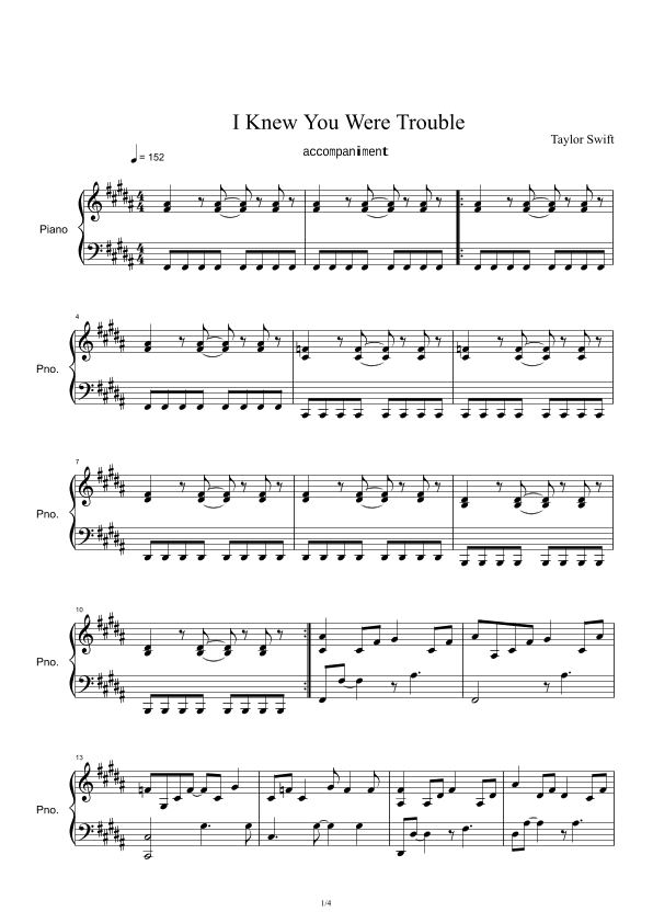 I Knew You Were Trouble (arr. Taylor Swift)