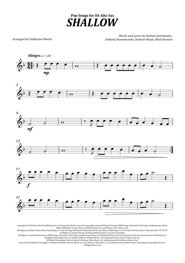 Shallow (arr. Guillaume Martin)