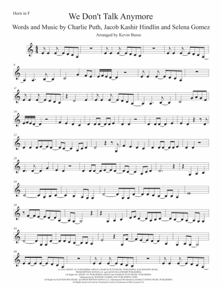 We Don't Talk Anymore (arr. Kevin Busse)