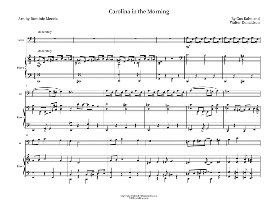 Carolina in the Morning (arr. Dominic Meccia)