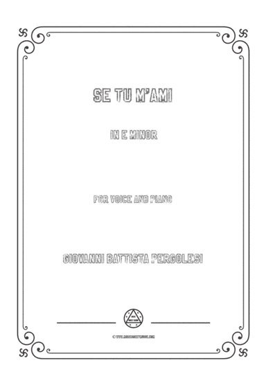 Pergolesi-Se tu m'ami in e minor,for Voice and Piano (arr. MSM)