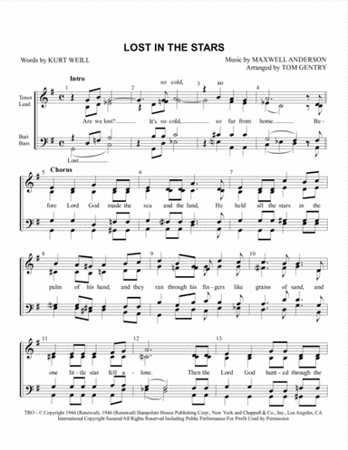 Lost In The Stars (arr. Tom Gentry)