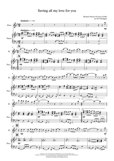 Saving All My Love For You (arr. Kevin P Holdgate)