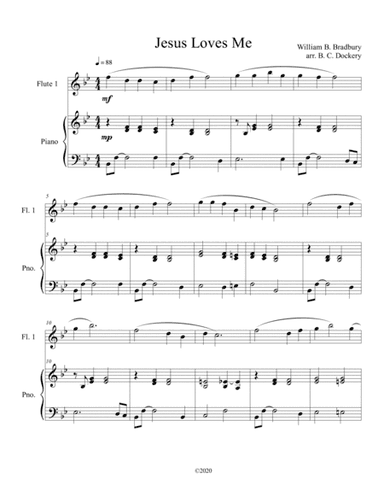 Jesus Loves Me (flute solo) with optional piano accompaniment (arr. B. C. Dockery)
