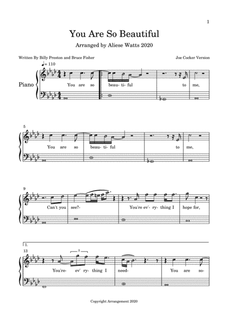 You Are So Beautiful (arr. Aliese Watts)
