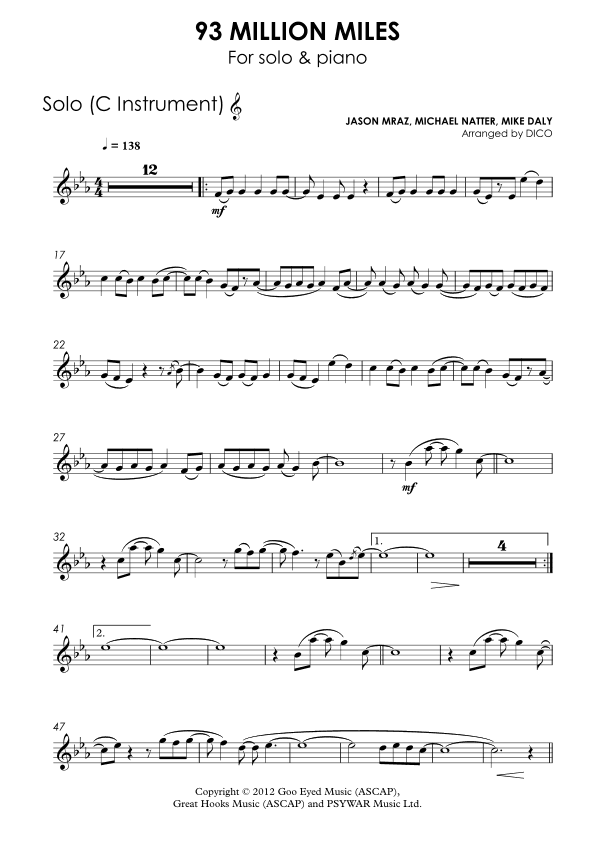 93 Million Miles (arr. Dico)