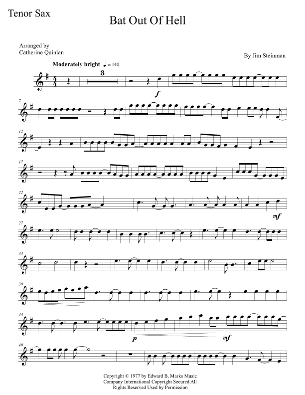 Bat Out Of Hell (arr. Catherine Quinlan)