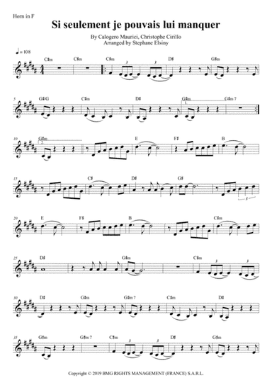 Si Seulement Je Pouvais Lui Manquer (arr. Stephane ELSINY)