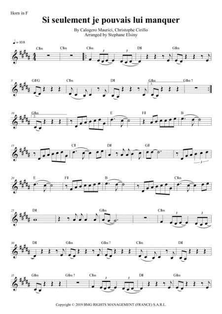 Si Seulement Je Pouvais Lui Manquer (arr. Stephane ELSINY)