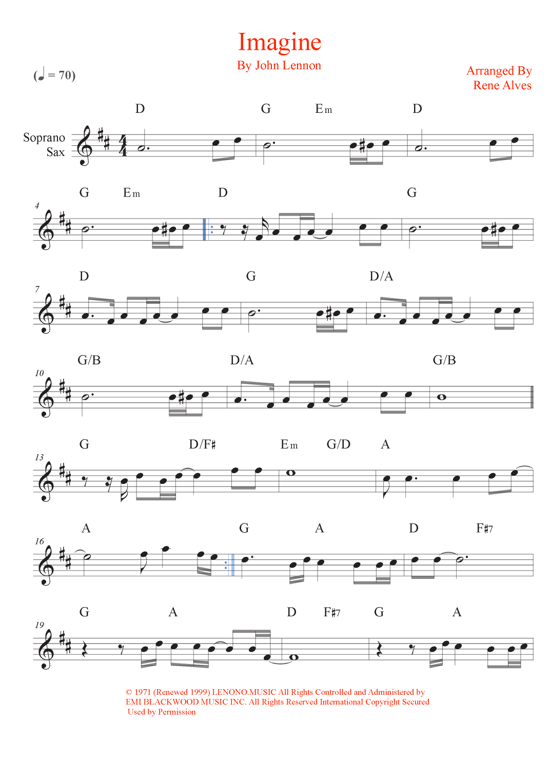 Imagine (arr. Rene Alves)