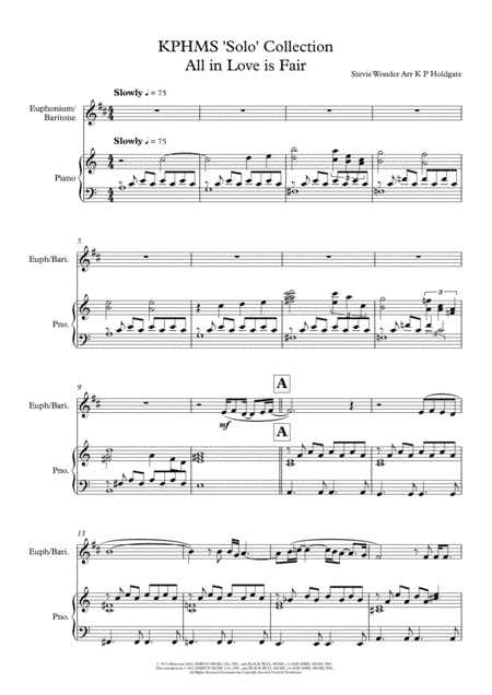 All In Love Is Fair (arr. Kevin P Holdgate)