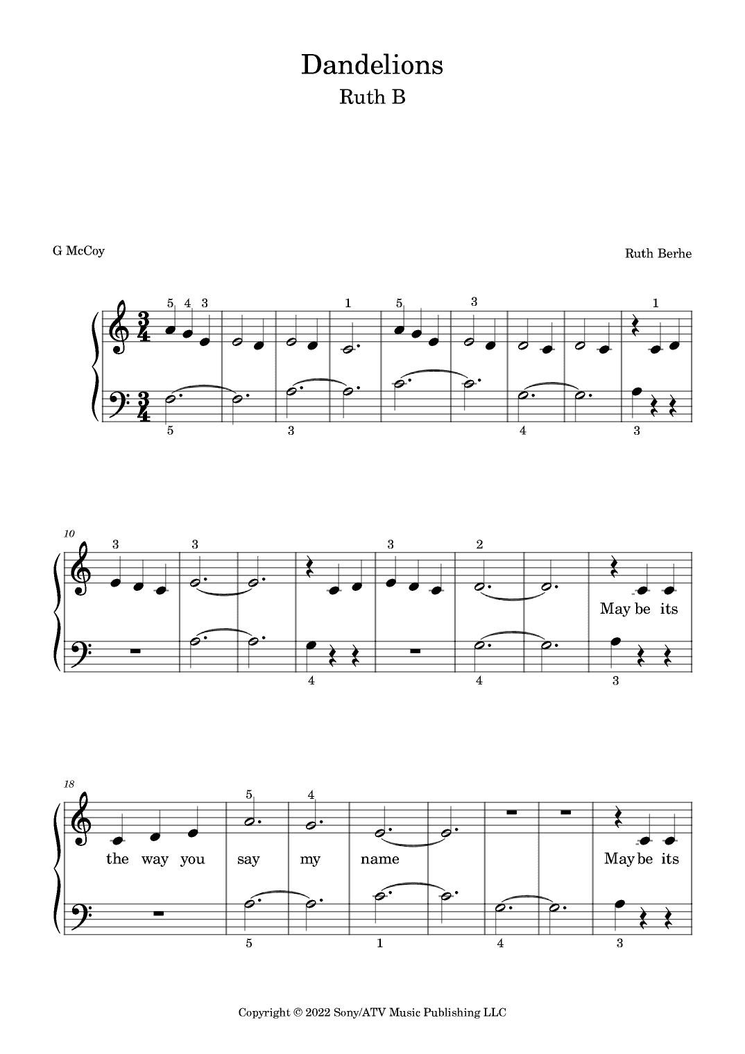Dandelions (arr. Gillian McCoy)