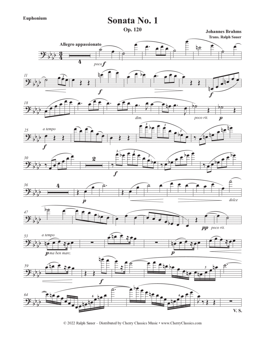 Sonata No. 1, Op. 120 for Euphonium and Piano (arr. Ralph Sauer)