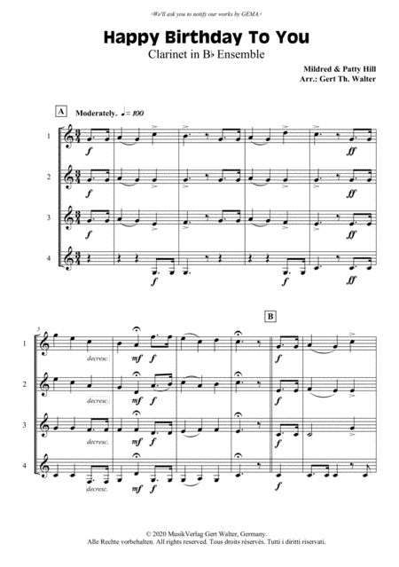 Happy Birthday To You (arr. Gert Th. Walter)