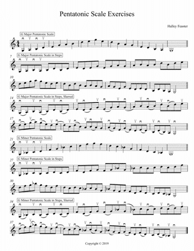 Pentatonic Scale Exercises in G - Treble Clef