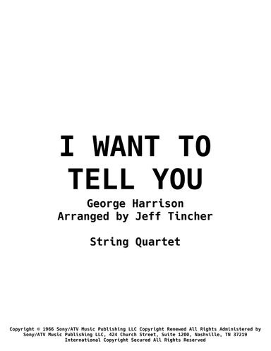 I Want To Tell You (arr. Jeff Tincher)