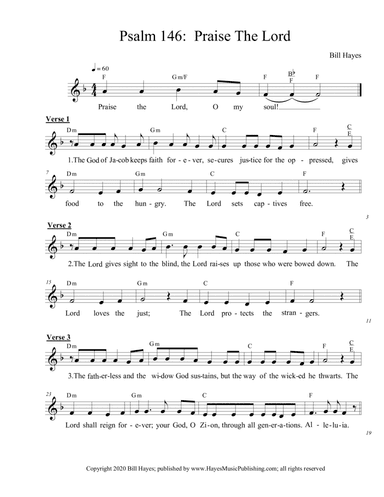 Psalm 146:  Praise The Lord (leadsheet)
