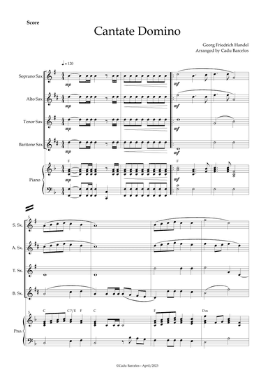 Cantate Domino - Handel (Saxophone Quartet) Piano and chords (arr. Cadu Barcelos)