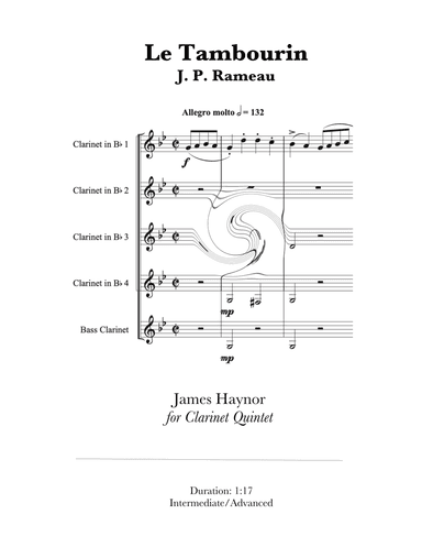 Le Tambourin for Clarinet Quintet (arr. James Haynor)