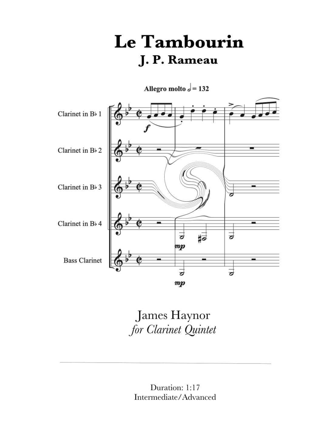 Le Tambourin for Clarinet Quintet (arr. James Haynor)