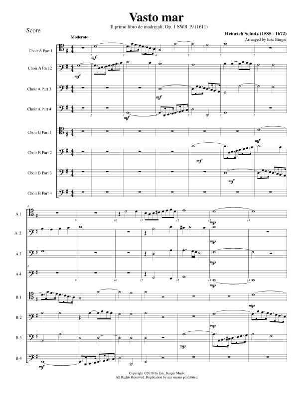 Vasto mar for Trombone or Low Brass Octet (arr. Eric Burger Music)