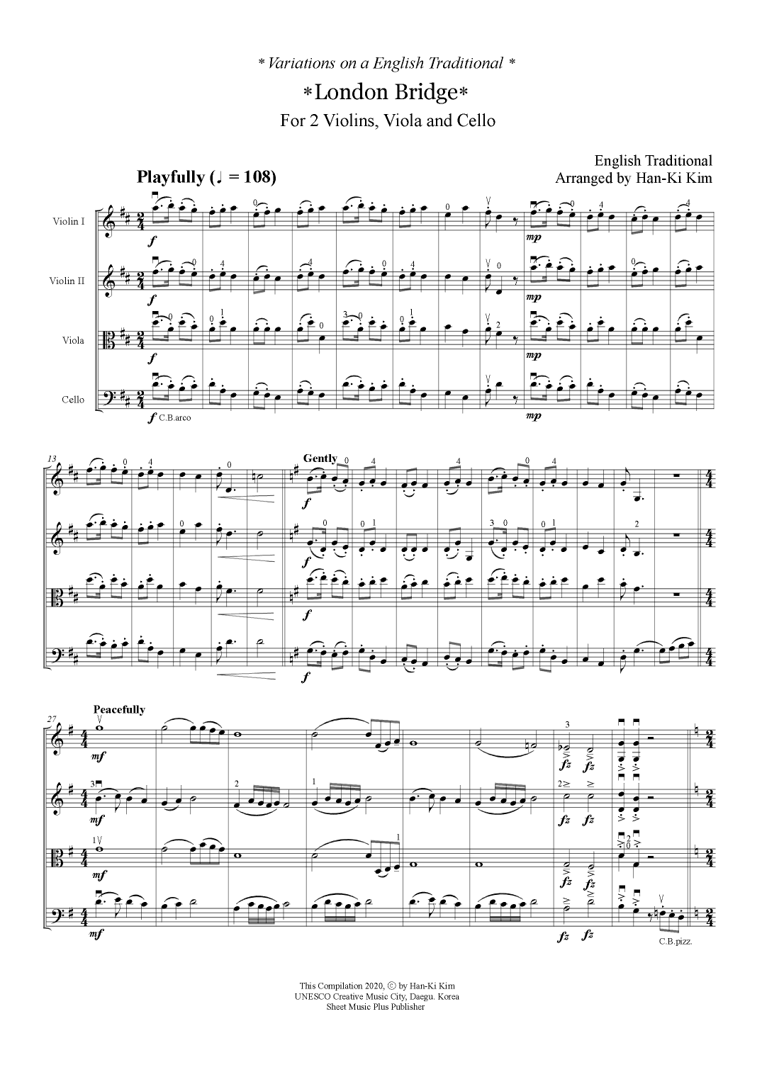 London Bridge (For String Quartet) (arr. Han-Ki Kim)