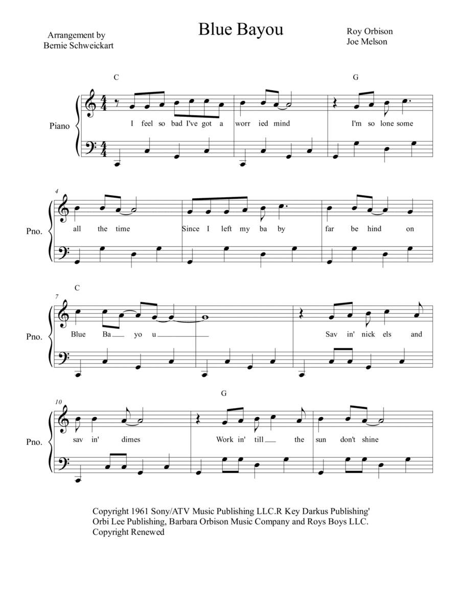 Blue Bayou (arr. Bernie Schweickart)