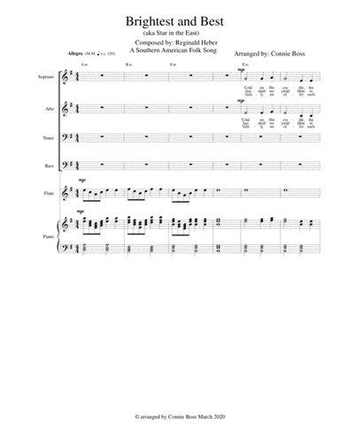 Brightest and Best (aka Star in the East) - SATB, optional instruments and piano (arr. Connie Boss)