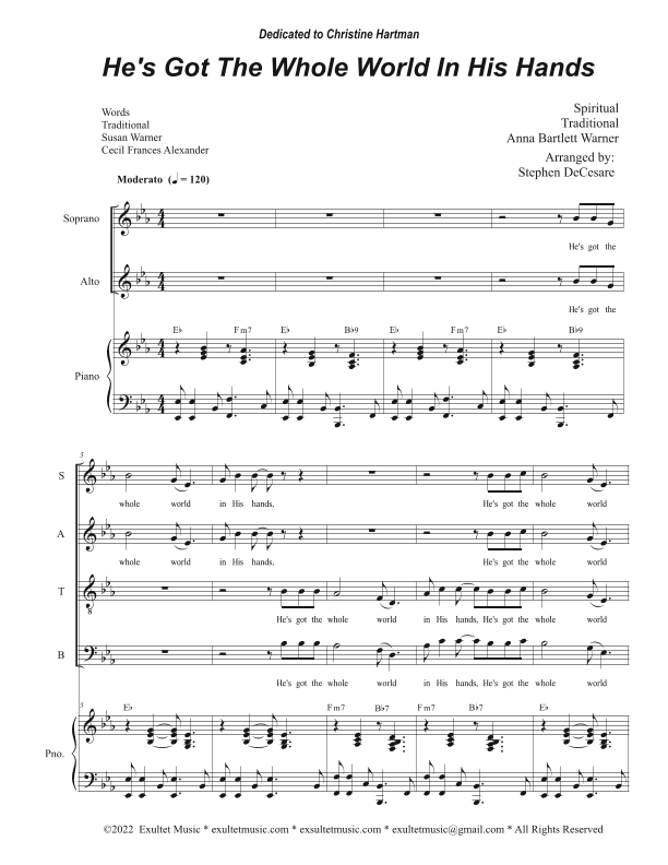 He's Got The Whole World In His Hands (Vocal Quartet - (SATB) (arr. Stephen DeCesare)