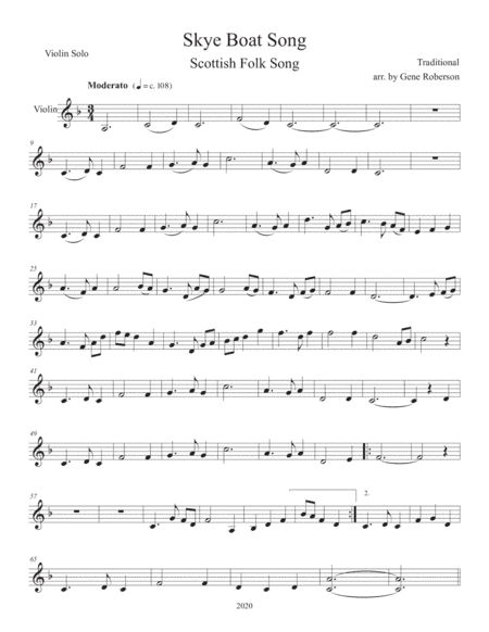 Skye Boat Song Violin Solo (arr. Gene Roberson)