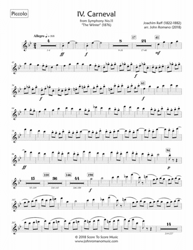 Joachim Raff - Winter Symphony Mvt.4 (Carnival) - PARTS ONLY (arr. John Romano)