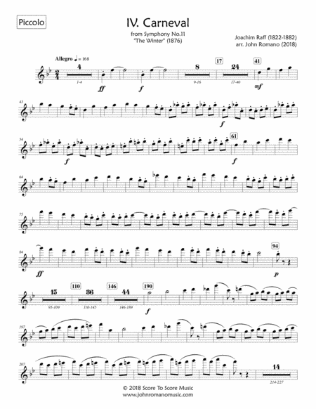 Joachim Raff - Winter Symphony Mvt.4 (Carnival) - PARTS ONLY (arr. John Romano)