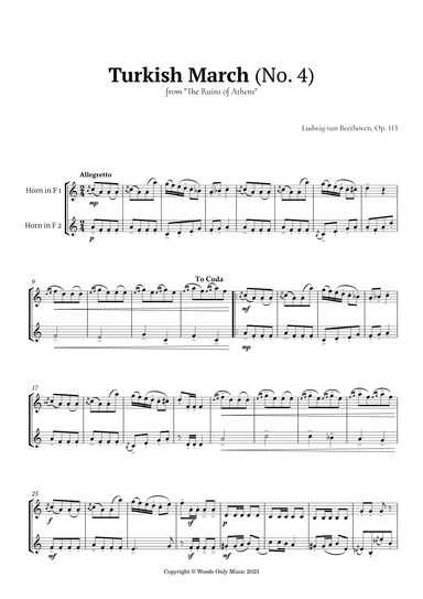 Turkish March by Beethoven for French Horn Duet (arr. Ander)