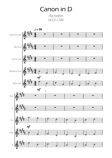 Canon in D - Pachelbel - Sax Quintet (arr. Ygor Nunes)