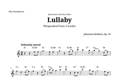 Wiegenlied (lullaby) by Brahms for Alto Sax and Chords (arr. Langanho)