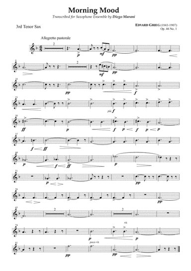 Peer Gynt Suite Op. 46 No. 1 for Saxophone Ensemble - Tenor Sax 3 (arr. Diego Marani)