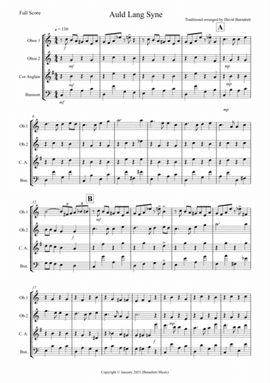 Auld Lang Syne (Jazzy Style!) for Double Reed Quartet (arr. David Burndrett)