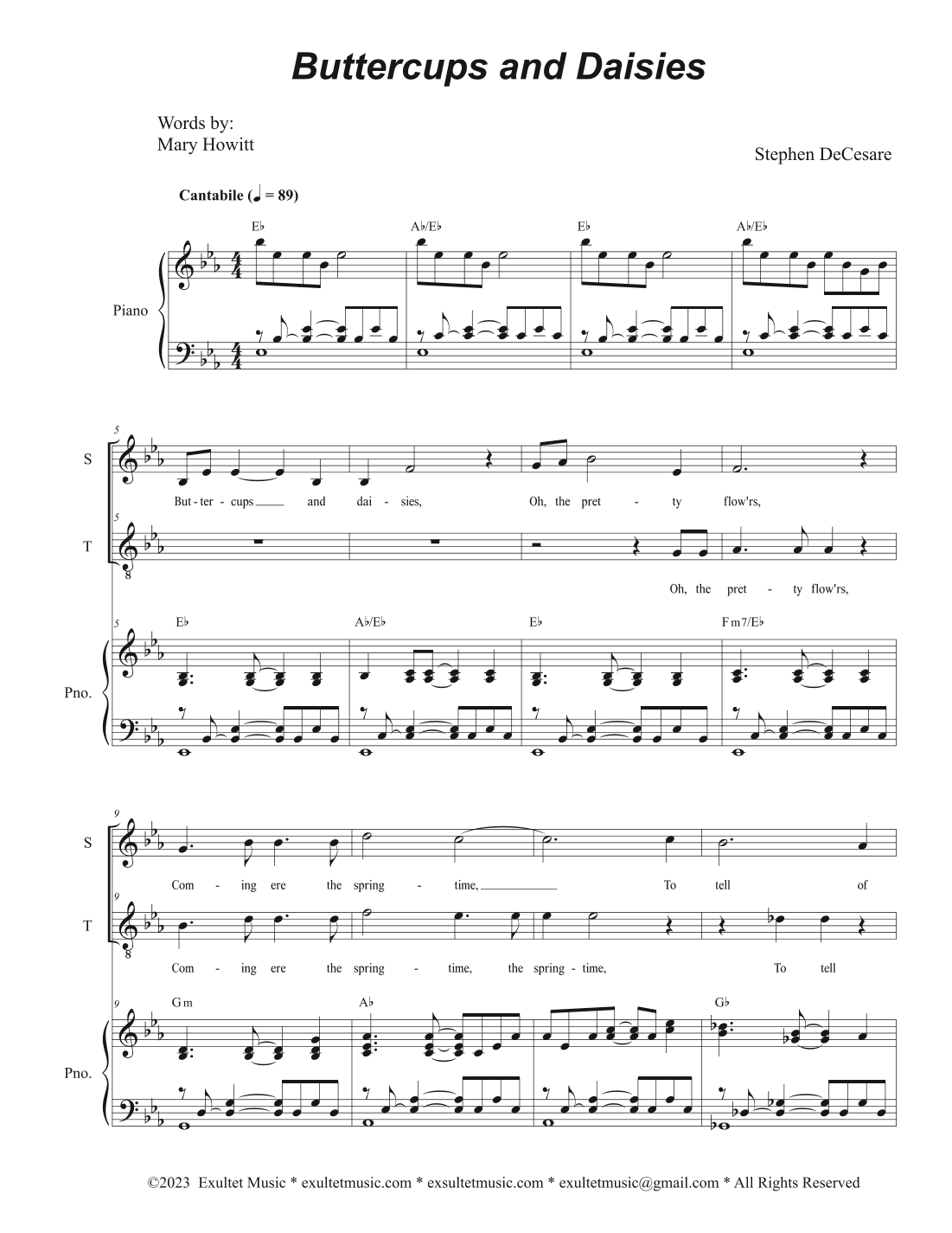 Buttercups And Daisies (Duet for Soprano and Tenor solo)