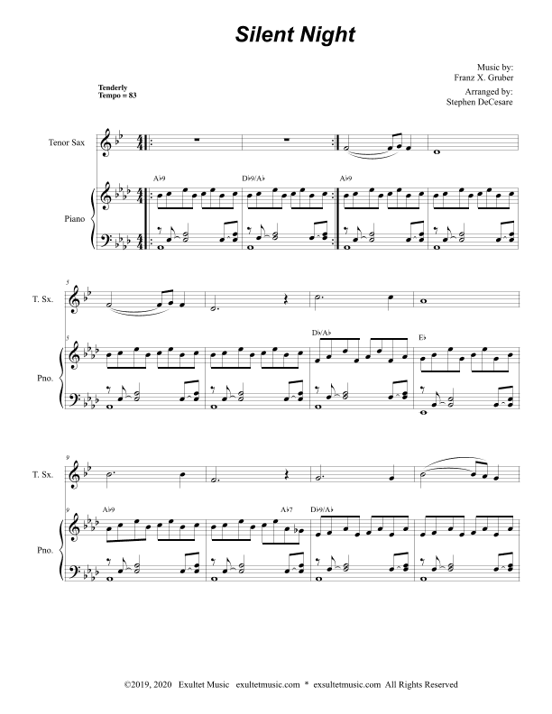 Silent Night (Tenor Saxophone and Piano) (arr. Stephen DeCesare)