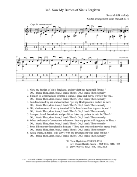 348 Now My Burden of Sin is Forgiven (arr. John Stewart 2016)