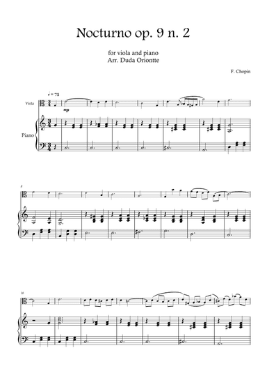 Nocturno op. 9 no. 2 (viola and piano - SIMPLIFIED) CHOPIN (arr. Duda Oriontte)