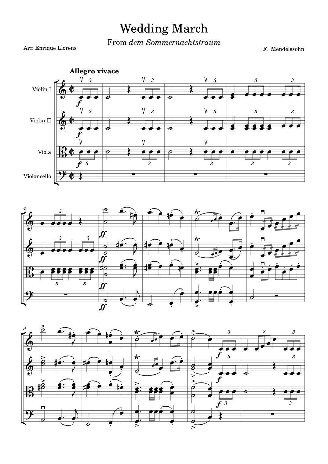Mendelssohn - Wedding march (from Midsummer night's dream) (arr. Enrique Llorens)