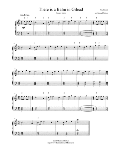 There is a Balm in Gilead - for easy piano (arr. Samuel Stokes)