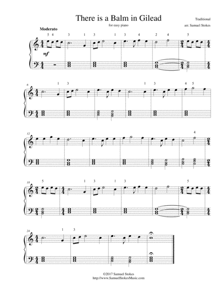 There is a Balm in Gilead - for easy piano (arr. Samuel Stokes)