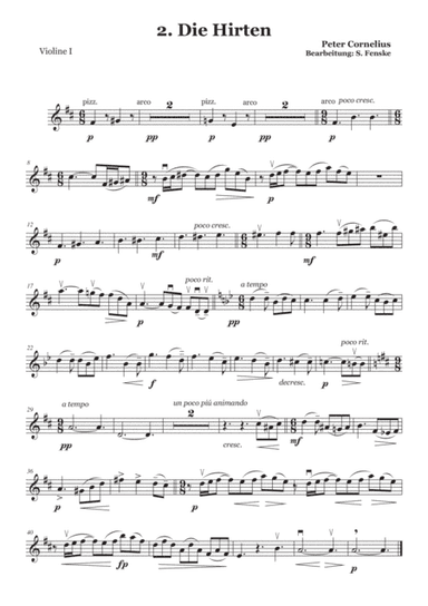 Peter Cornelius Weihnachtslieder - 2. Die Hirten Violine 1 (arr. Sabine Fenske)