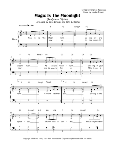 Te Quiero Dijiste (magic Is The Moonlight) (arr. Dave Gingras and John E. Dosher)