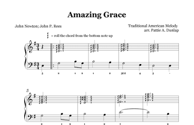 Amazing Grace in G, L.H. melody (arr. Pattie A. Dunlap)
