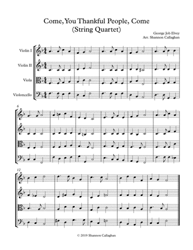 Come, You Thankful People, Come - String Quartet (arr. Shannon Callaghan)