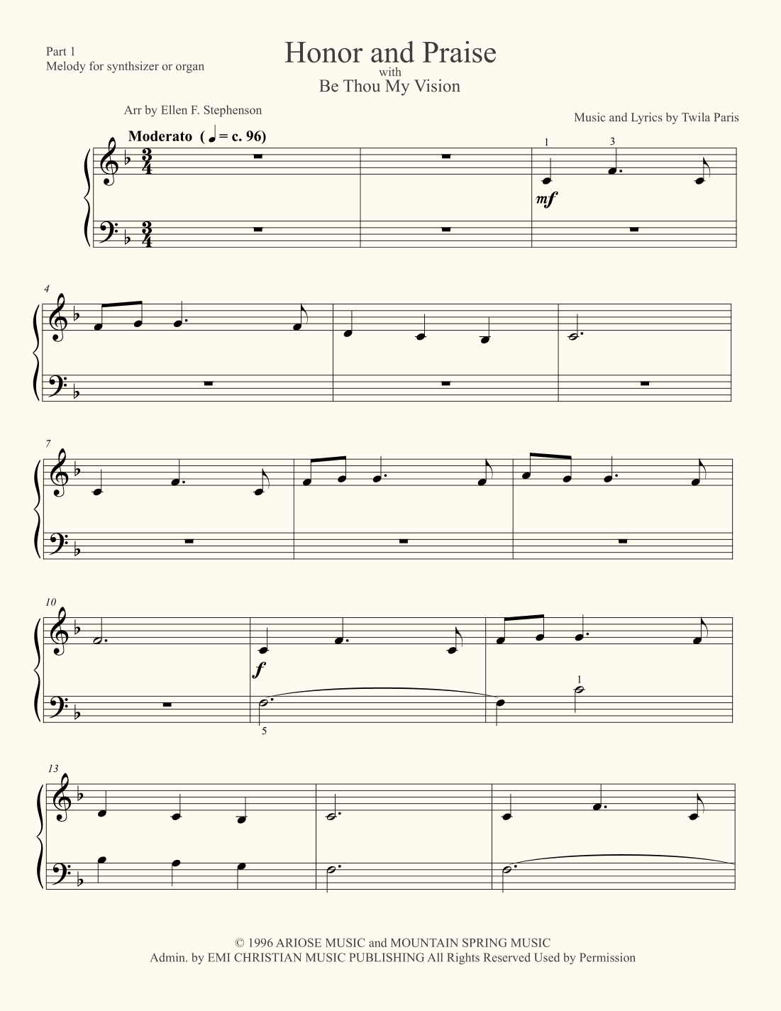 Honor And Praise (arr. Ellen Foncannon Stephenson)